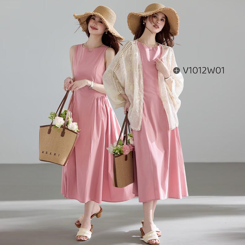 VICTORIA&VERA Round Neck Sleeveless Tie-Waist Dress