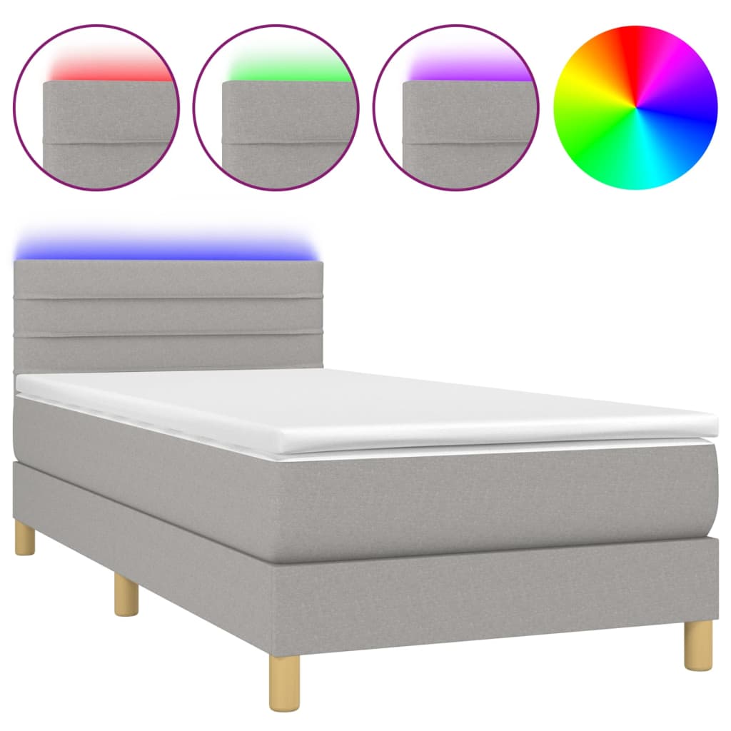 Vidaxl Letto Continentale Con Materasso, Grigio Chiaro, 80X200 Cm, Tessuto
