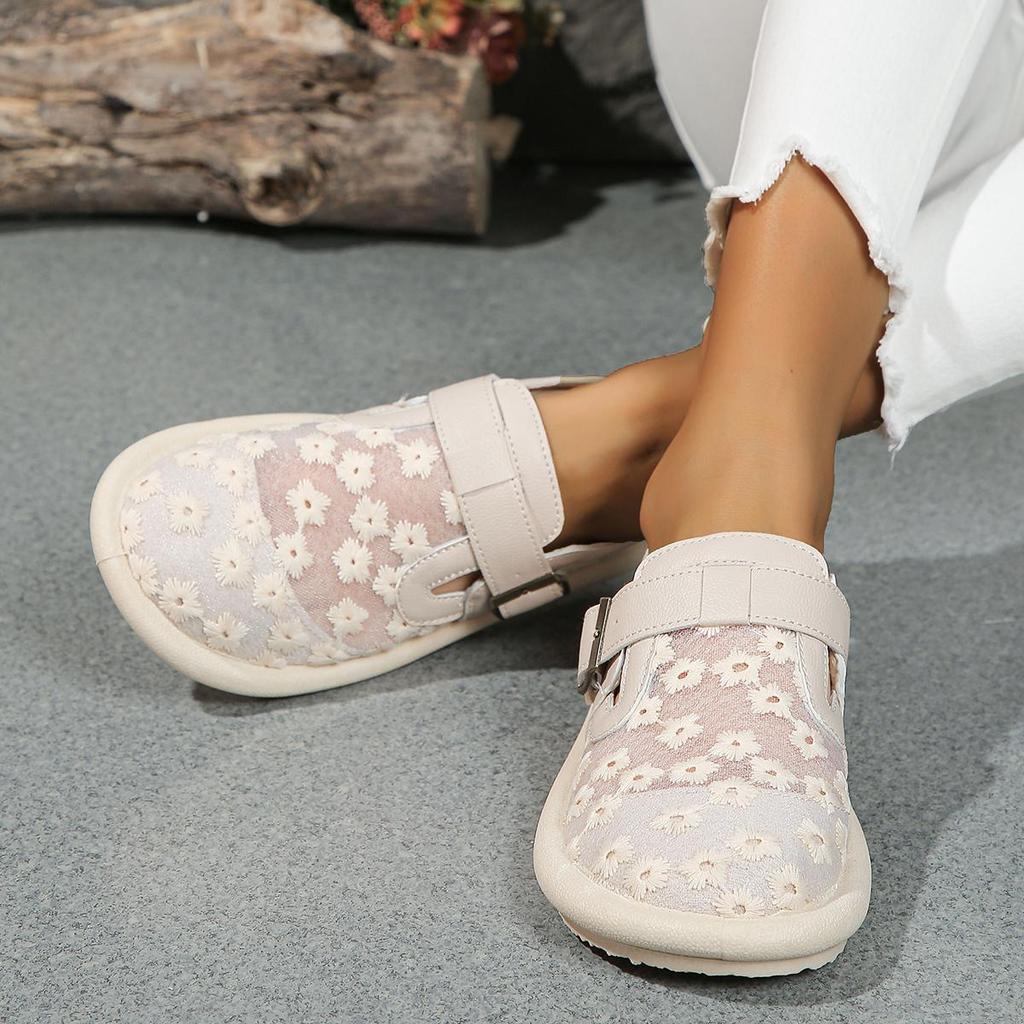Women Sneakers Summer Fashion Casual Women Flat Shoes Buckle Latch Mesh Breathable Comfort Tennis Women Covered Toe Shoes