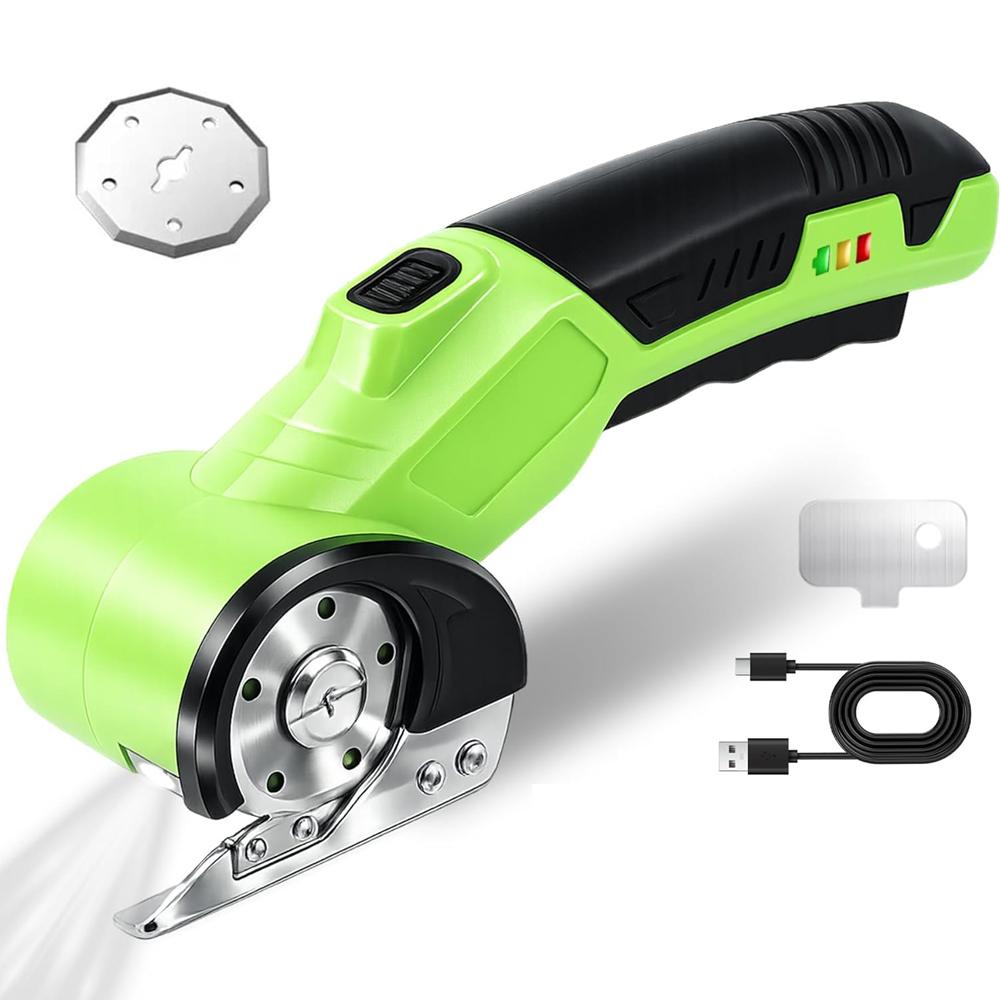 Cordless Electric Scissors 4V Rechargeable Box Cutter Powerful Cutter for Carpet & Cardboard Cutter Tool with LED Light