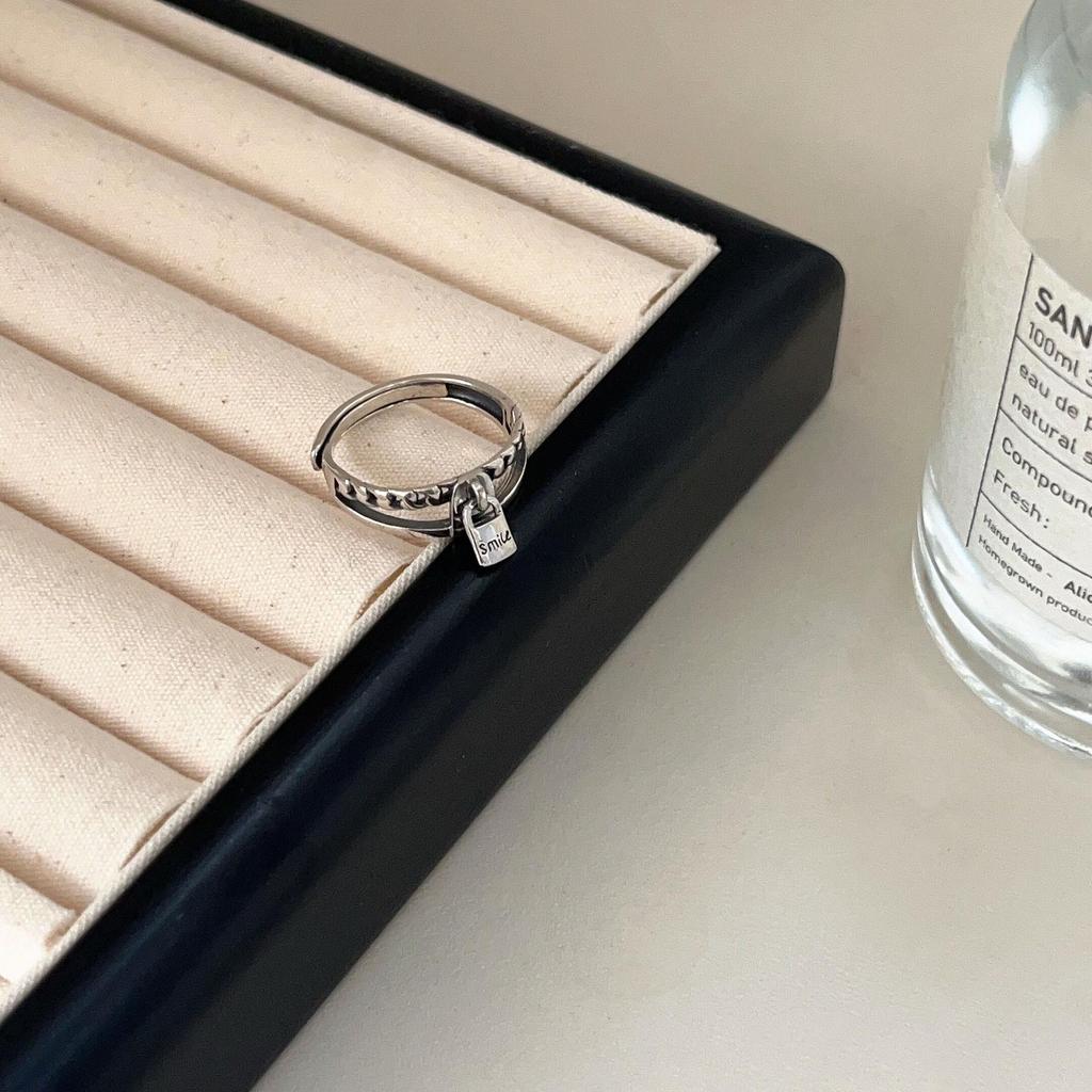 Korea S925 Sterling Silver Women's Vintage Open Band Ring - Simple, Light Luxury, Heavy Industry Design
