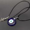 Pu Leather Chains Drop Shaped Round Demon Eye Clavicle Chains Blue Eyes Necklace Fashion Jewelry