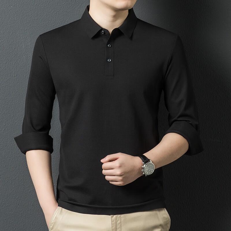 Men s Waffle Weave Long Sleeve Polo Shirt M