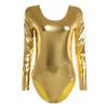 Women One-piece Patent Leather Long Sleeves Leotard Gymnastics Ballet Dance Leotard