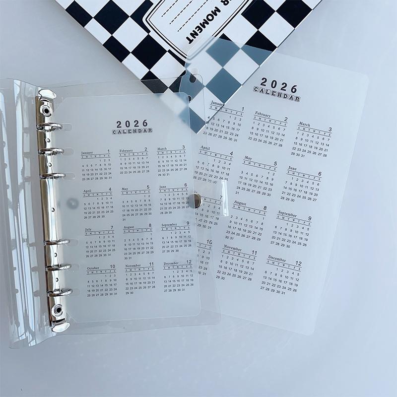 2026 A5/A6 Loose Leaf 6 Holes Calendar Separator Page Durable Transparent PP Frosted Material For Planner Time Management