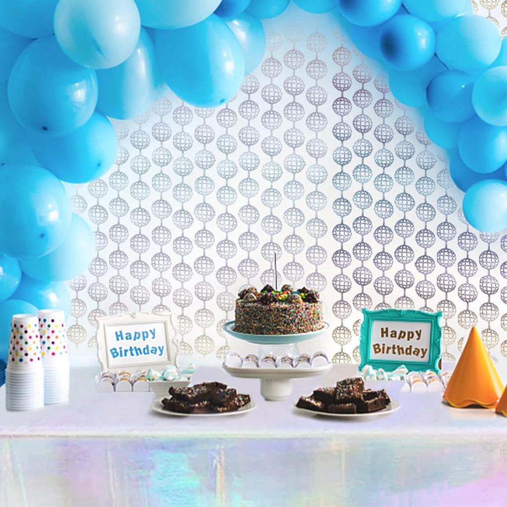 1*2m Laser Silber Disco Ball Hintergrund Regen Vorhang Happy Birthday Party Dekoration Kinder Baby Shower Hintergrund Hochzeit Suppies