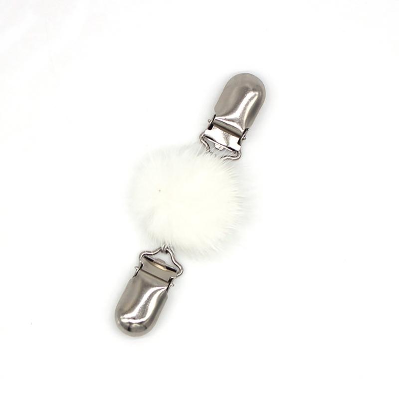 Stylish Fuzzy Sphere Embellished Shawl Clip Sturdy Neckline Clip Fastening Buckles Suitable For Various Occasions