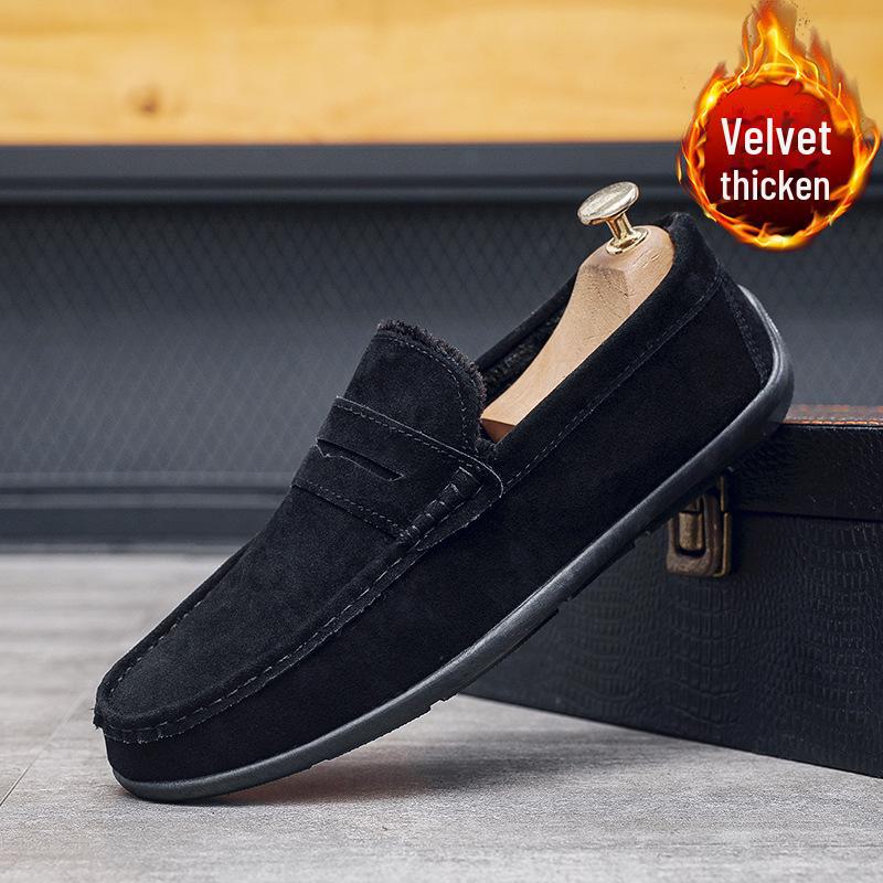 

Мужские зимние хлопковые теплые повседневные мокасины без застежек 42 чёрный