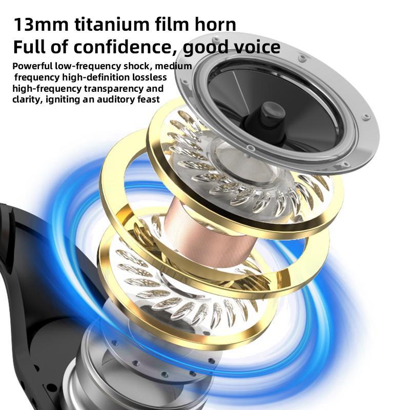 Bluetooth 5.3 TWS Headset With Colorful LED Light Supra-Aural Ear Hanging Earphone Wireless Sport Gaming Headphones