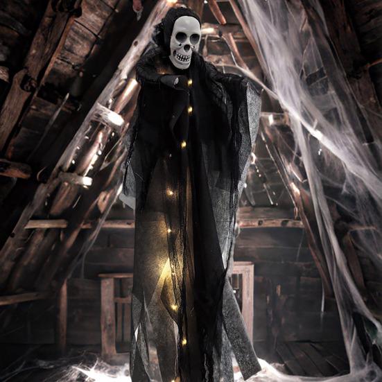 Halloween Hanging Skeleton Ghost Decoration Outdoor Large 35" Scary Flying Grim Reaper for Yard Patio Lawn Garden Haunted House Prop