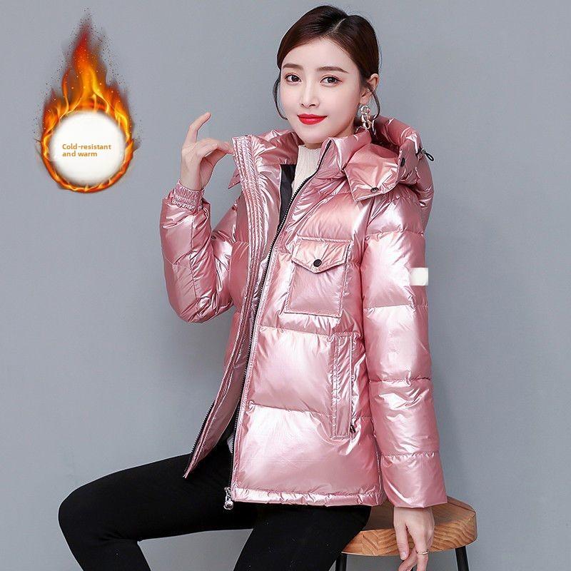 New Down Jacket Women's Short Thickened White Duck Down Jacket Women's Tide Ins Winter Bright Light Leave-in Down Jacket