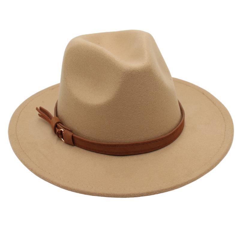 Top Hat Belt Buckle Model Jazz Hat Men'S And Women'S Concave Felt Hat Woolen Hat Fedora Hat