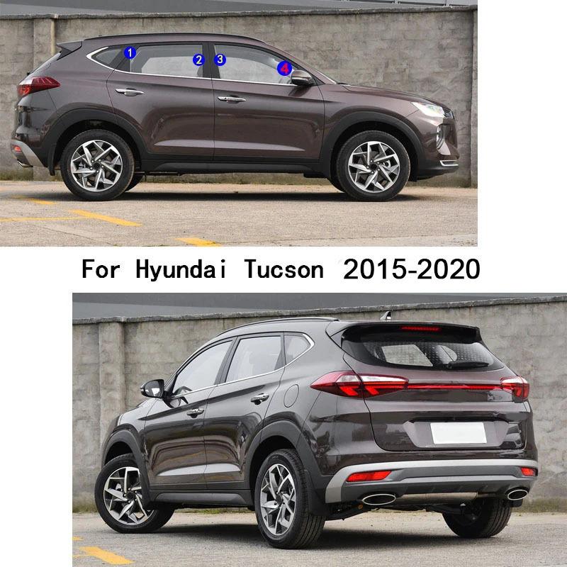 Car TPU/Glossy Mirror Pillar Post Cover Door Trim Window Molding Sticker 8pcs For Hyundai Tucson 2015 2016 2017 2018