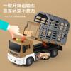 Dinosaur Dump Truck with Cage Sound and Light Toy Trucks with 4 Dinosaurs Friction-Powered Toy Truck B240