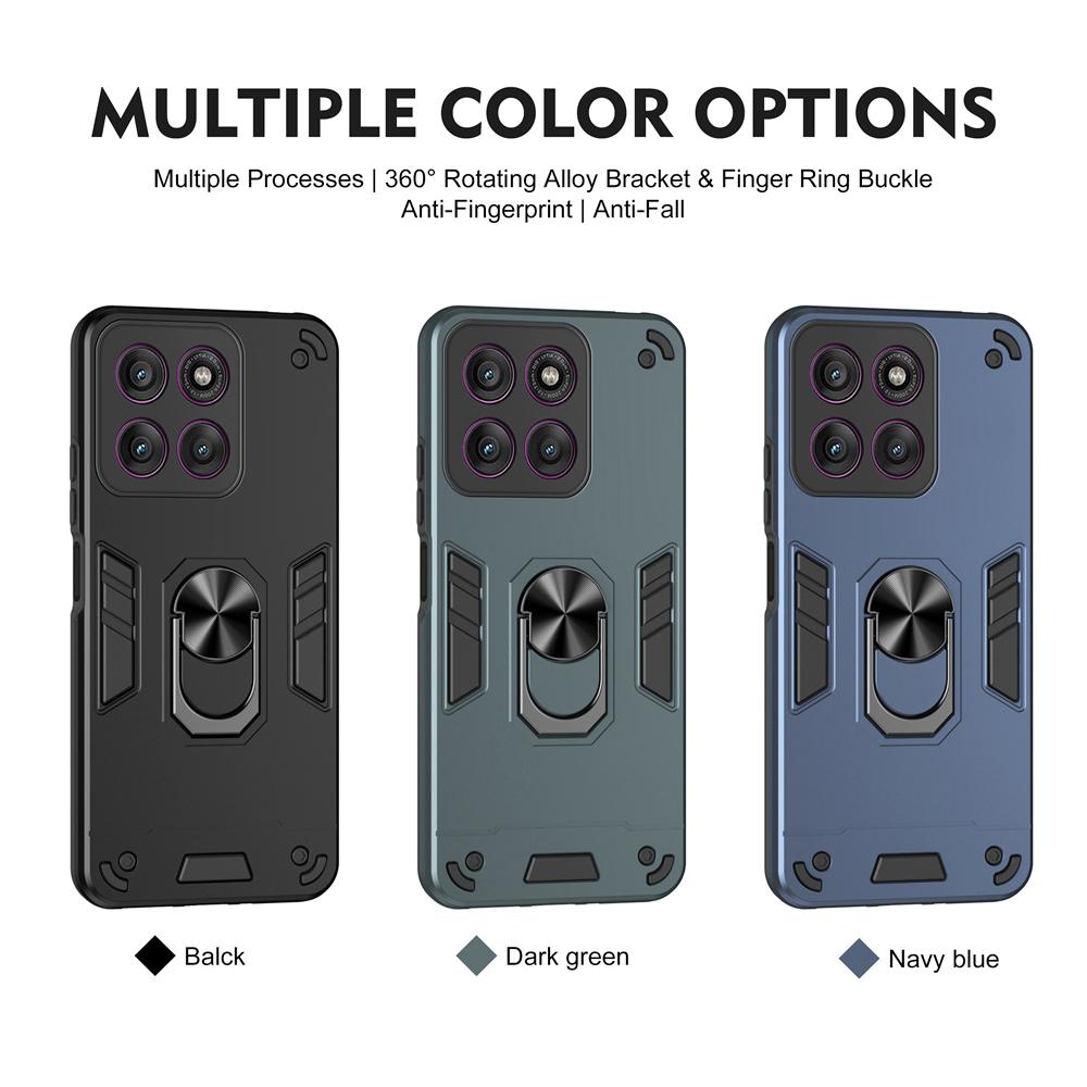 KEYSION Shockproof Armor Case for Motorola Edge 60 Pro 5G Silicone+PC Metal Ring Stand Phone Back Cover for Edge 60 S 60 Fusion