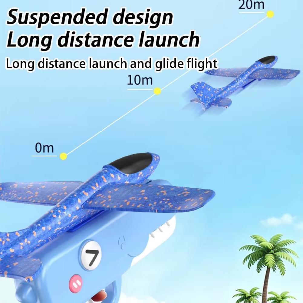 Kids Airplane Launcher Toy Gun Set Foam Plane Catapult Outdoor Backyard Interactive Game Easy To Operate Birthday Party