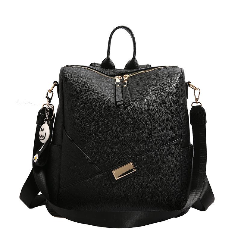 Schoolbag new backpack women's large-capacity Korean version of the trend pu soft leather multi-purpose satchel simple leisure travel backpack