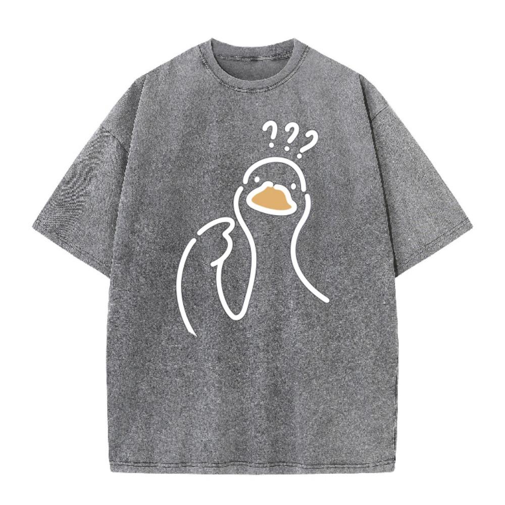 A Goose Full Of Doubts Graphic T-Shirt Summer O-Neck Short Sleeve Tee Retro Loose Casual Tops