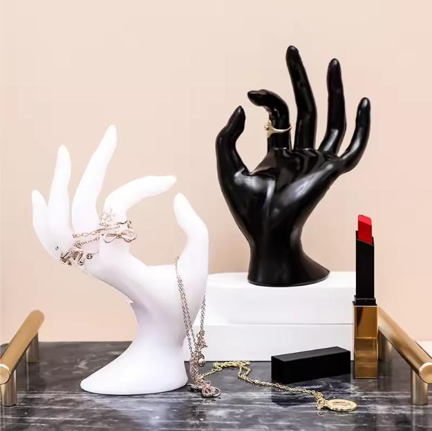 Elegant Modern Eco-friendly Finger Bust Jewelry Stand Decorative Hand-shaped Resin Holder Rings Perfect Window Display Prop JUE