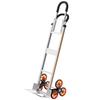 Stair Climbing Cart, 150 Kg Stair-Climb Capacity, Aluminum Alloy Folding Trolley Cart with Telescoping Handle, 6 Wheels and 2 Bungee Cords, Stair