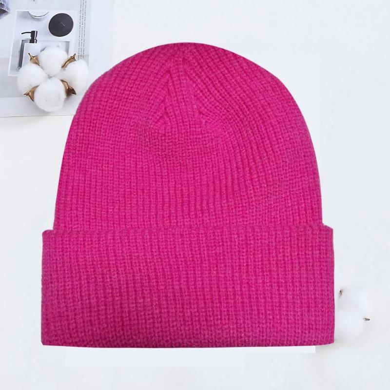 Winter knitted hat embroidered wool hat warm men's and women's simple fashion acrylic pullover hat
