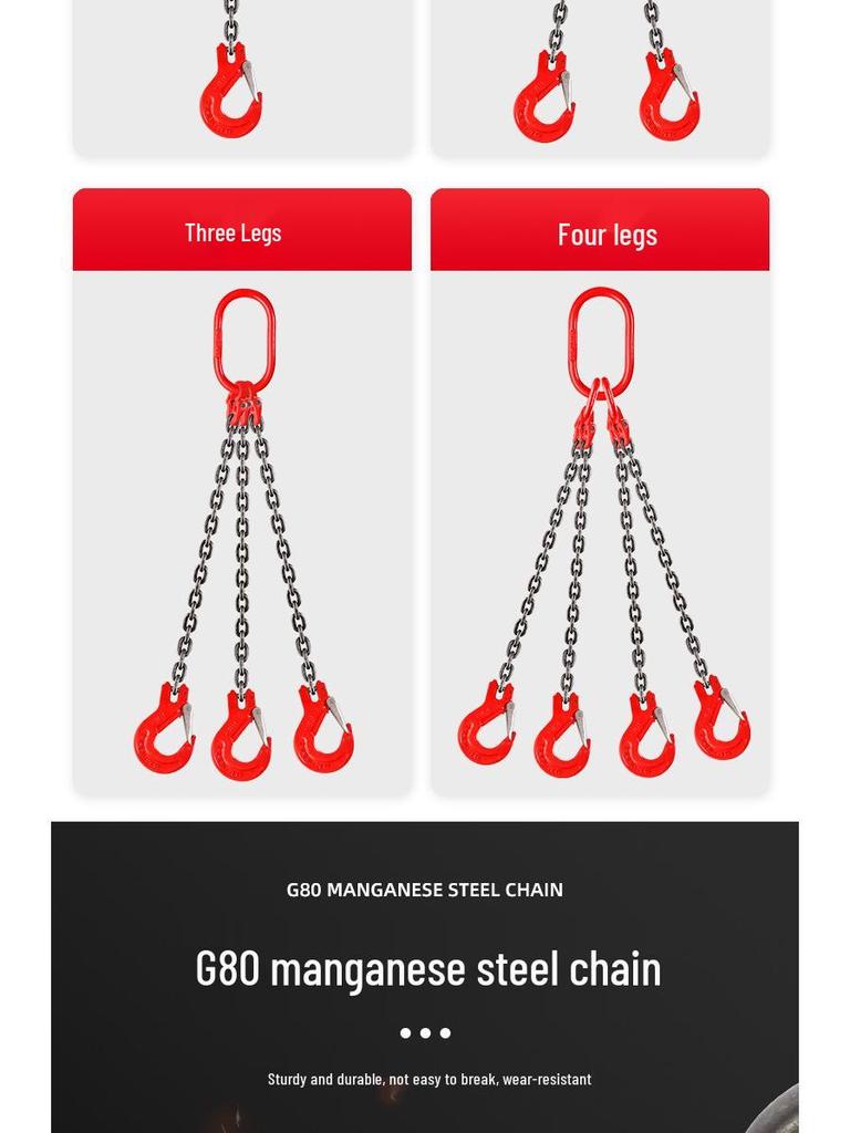 G80 Manganese Steel Lifting Sling with Crane Hook and Hoisting Ring
