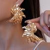 Steel Needle Metal Pleated Earrings Pleated Metal Stud Earrings Fashion Jewelry