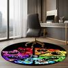 Smiling Critters Printed Round Rug Carpet Chair Rug Area Rug Entryway Doormats,for Office Chair Living Room Bedroom Kitchen Room.