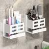 Versatile Wall-Mounted Bathroom Organizer - No-Drill, Plastic Storage Rack for Toothbrushes & Razors, Perfect Home Accessory
