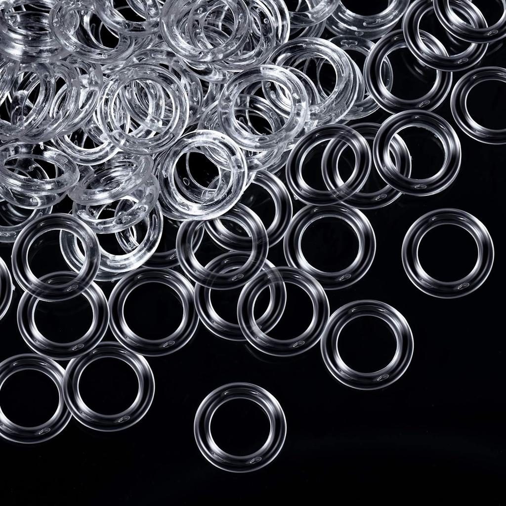 Boao 100 Pieces Roman Blind Curtain Rings, O-Rings Plastic Rings for Roman Shades (Transparent, 13 Mm)