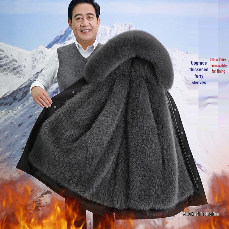 Herren Winter Parka mit Pelz und Fleece-Futter für mittlere und ältere Jahre