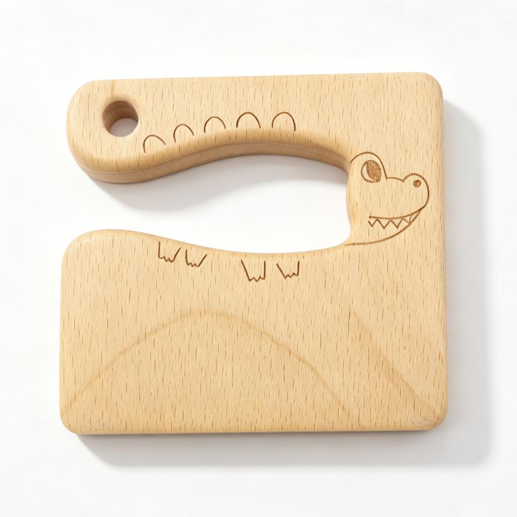 Wooden Safety Knife Toddler Cartoon Children's Kitchen Tools Cutting Fruit Education Practical Life Cooking Toys
