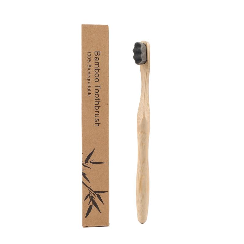 In Stock Customization Biodegradable Recyclable Kraft Box 12000 Ultra Soft Nano Bristles Calabash Handle Bamboo Toothbrush