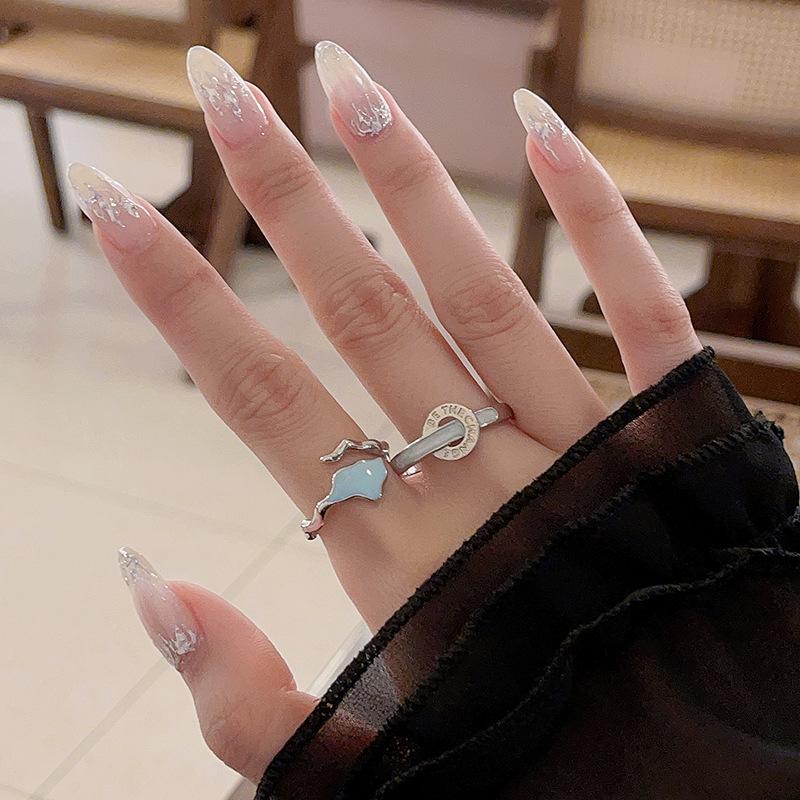 Dripping Oil Niche Design Dopamine Ring High-End Sense Circle Personalized Stacking Adjustable Simple Fashion Open Ring