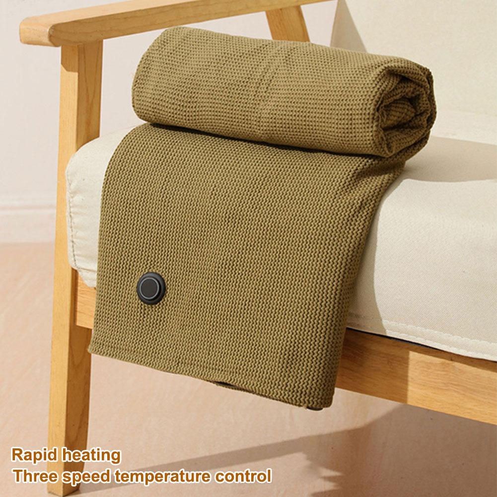 USB Electric Heated Blanket Autumn Winter USB Heating Throw Blanket Shawl with 3 Levels for Home Office Washable Warmer Blanket