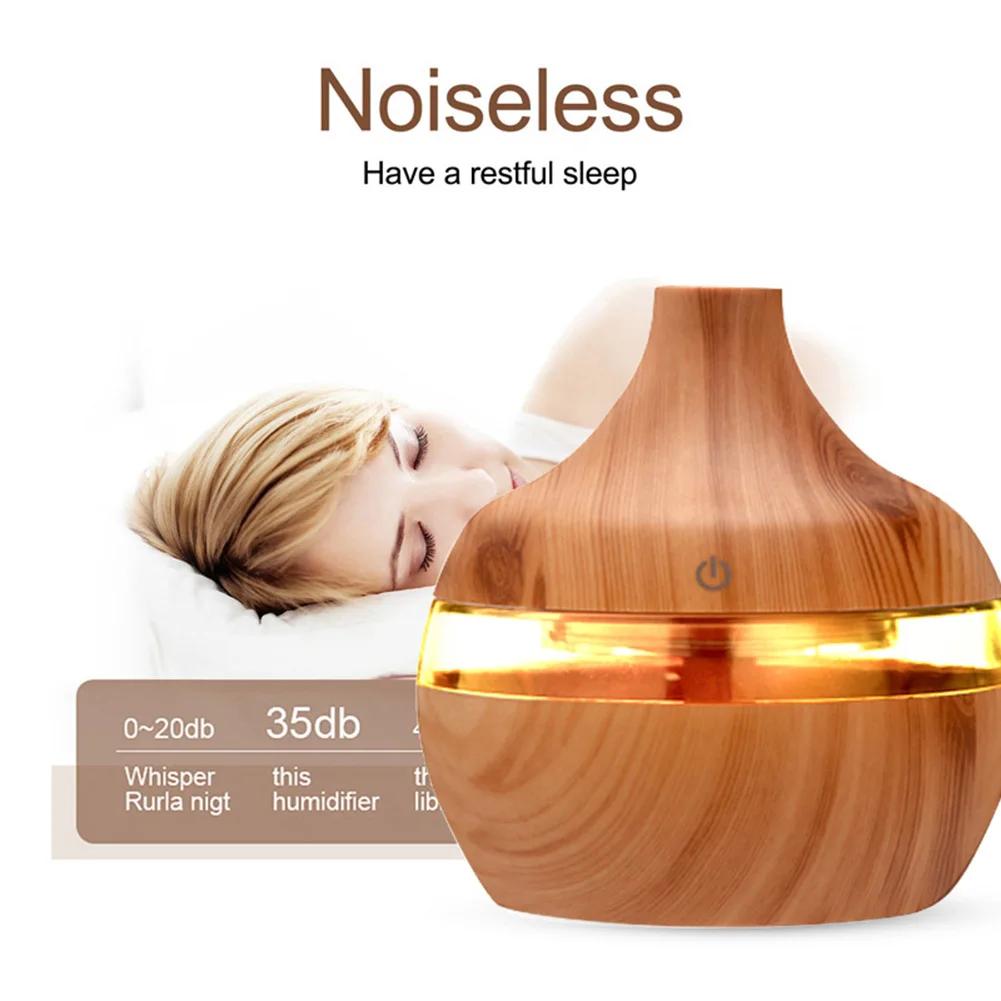 Essential Aroma Oil Diffuser Ultrasonic Wood Grain LED Light Room Air Humidifier