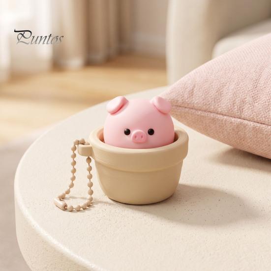 Portable Stress Reliever Potted Pig Clicker Toy with Bead Chain, Clicky Button Fidget Backpack Pendant for Relief, Finger Backpacks School Bags Decor