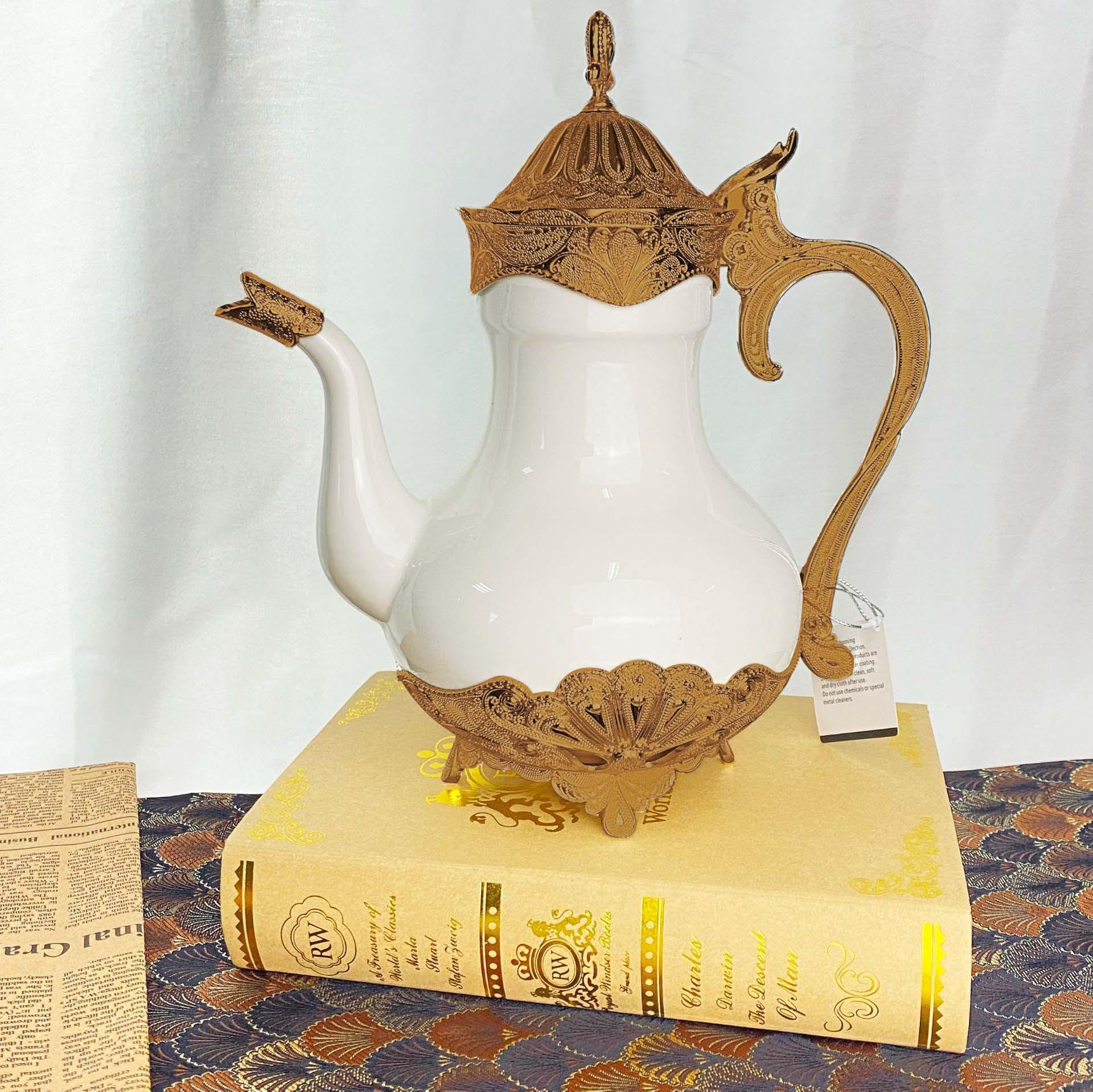 European Classic Ceramic Coffee and Teapot - Elegant Glass Design for Home or Office Decor Ceramic Body