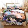 Cool Cute Shiunji Siblings Character Print 3 In 1 Quilt Cover Set With Two Pillowcases Japanese Manga Style Bedroom Home Decorat