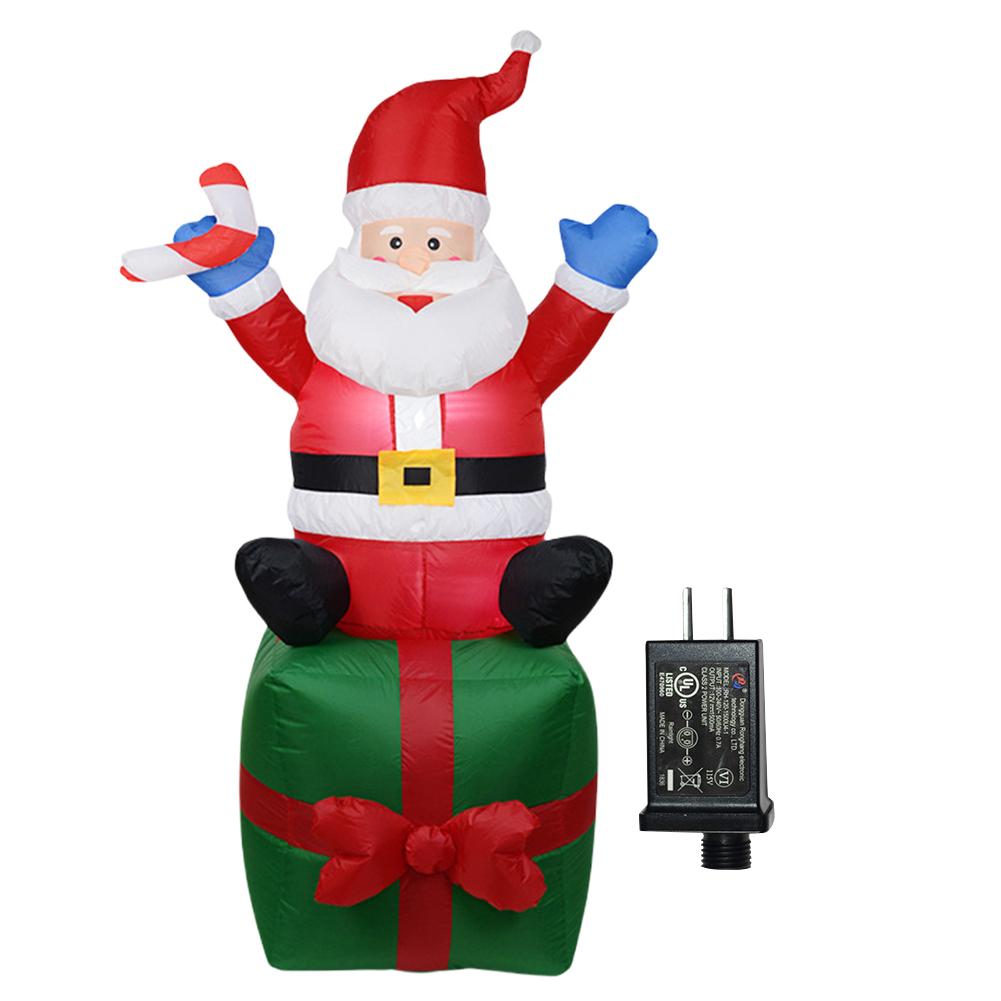 LED Inflatable Cute Air Blown Up Toy Illuminated Santa Claus Ornament Lighted Giant Model Ornament for Xmas Garden Party Decor