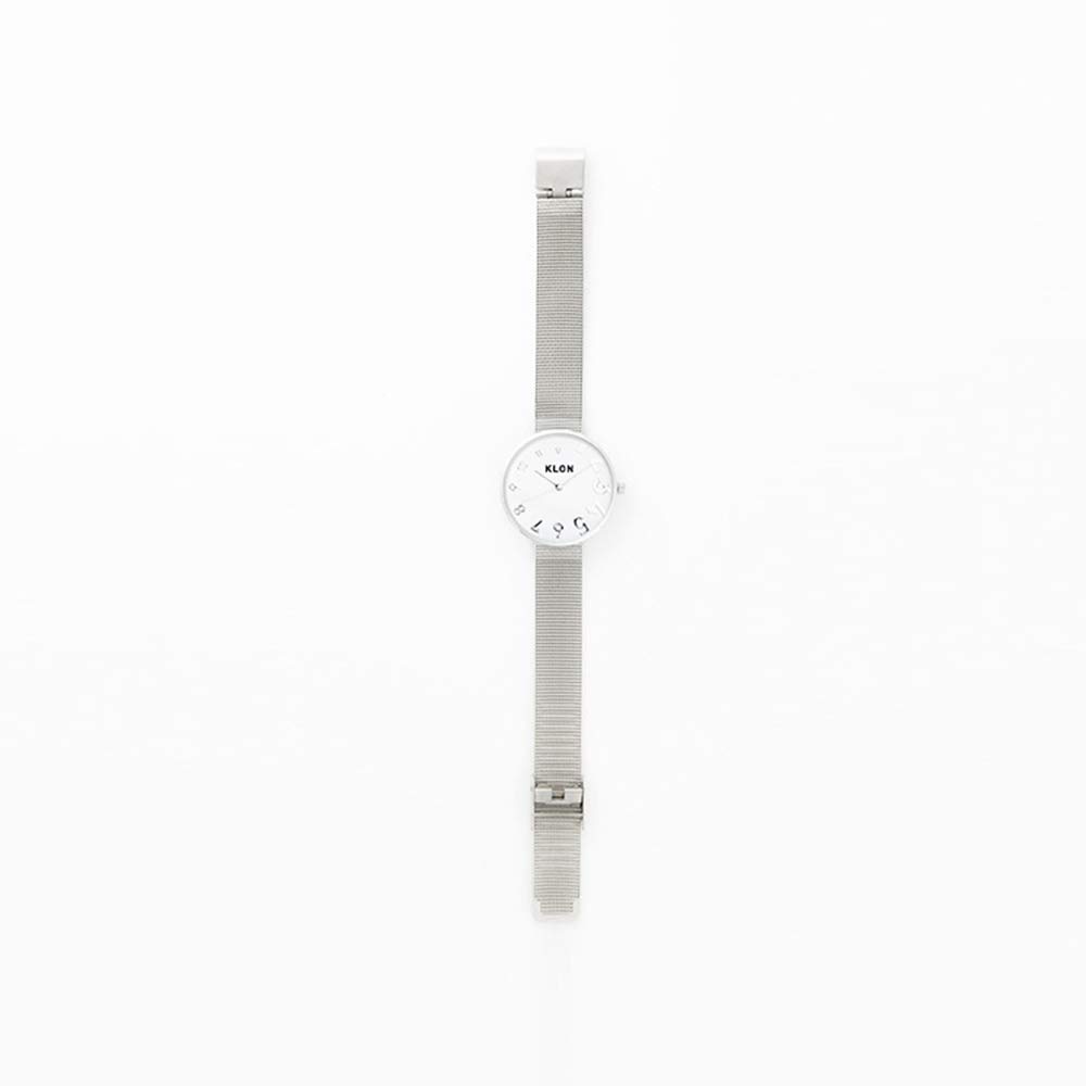 Simple Silver Stylish Brand Arm Watch KLON EDDY TIME 33mm Women's Men's -SILVER MESH- Ver.SILVER