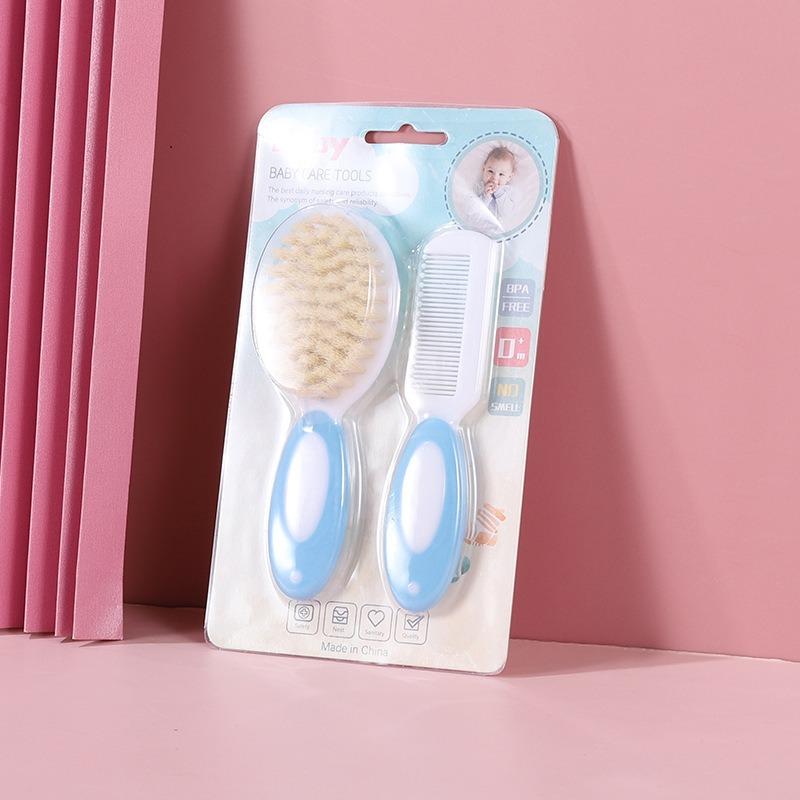 2Pcs/set baby comb brush care set, baby shampoo  soft hair comb to remove fetal ringworm, cleaning brush