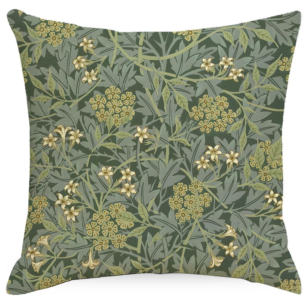 Vintage Flowers Modern Floral Polyester Pillowcases, 17.72" Square, Machine Washable, Zippered Cushion Covers