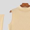 INCERUN Herren Mockneck Ärmellos Ripp Casual Figurbetont Cropped Tanktops mit Übersleeve