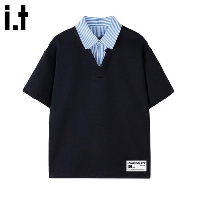 Maglietta Polo Spliced da Uomo in Stile Americano