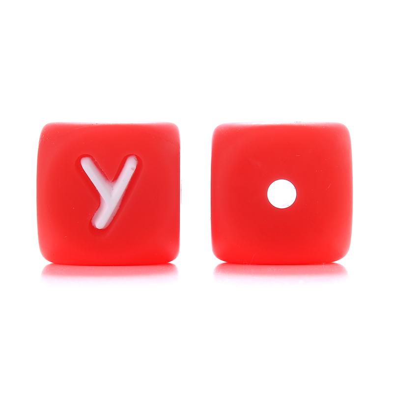 10Pcs/Lot 12mm Silicone Letter English Alphabe Beads Food Grade Silicone Chewing Beads DIY Baby Teething Toys Necklace Pendant