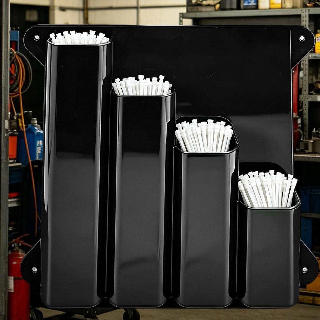 Zip Tie Holder 4 Pockets Aluminum Wall Mounted Universal Cable Tie Storage Rack For Enclosed Race Trailer Workshop Shed Basement