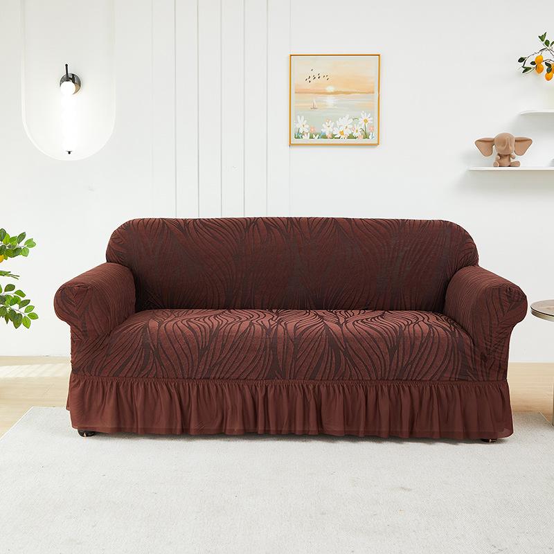 Jacquard Skirt Sofa Cover Image Corrugated All-Inclusive Elastic Sofa Cover Thickened Non-Slip Universal In All Seasons