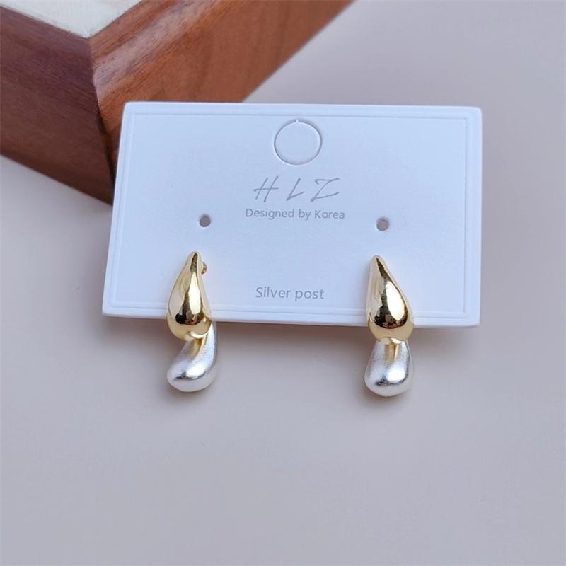 Trendy New 2 In 1 Detachable Stud Earrings for Women Gold Color Water Drop Studs Unusual Earrings Silver Color Metal Earrings