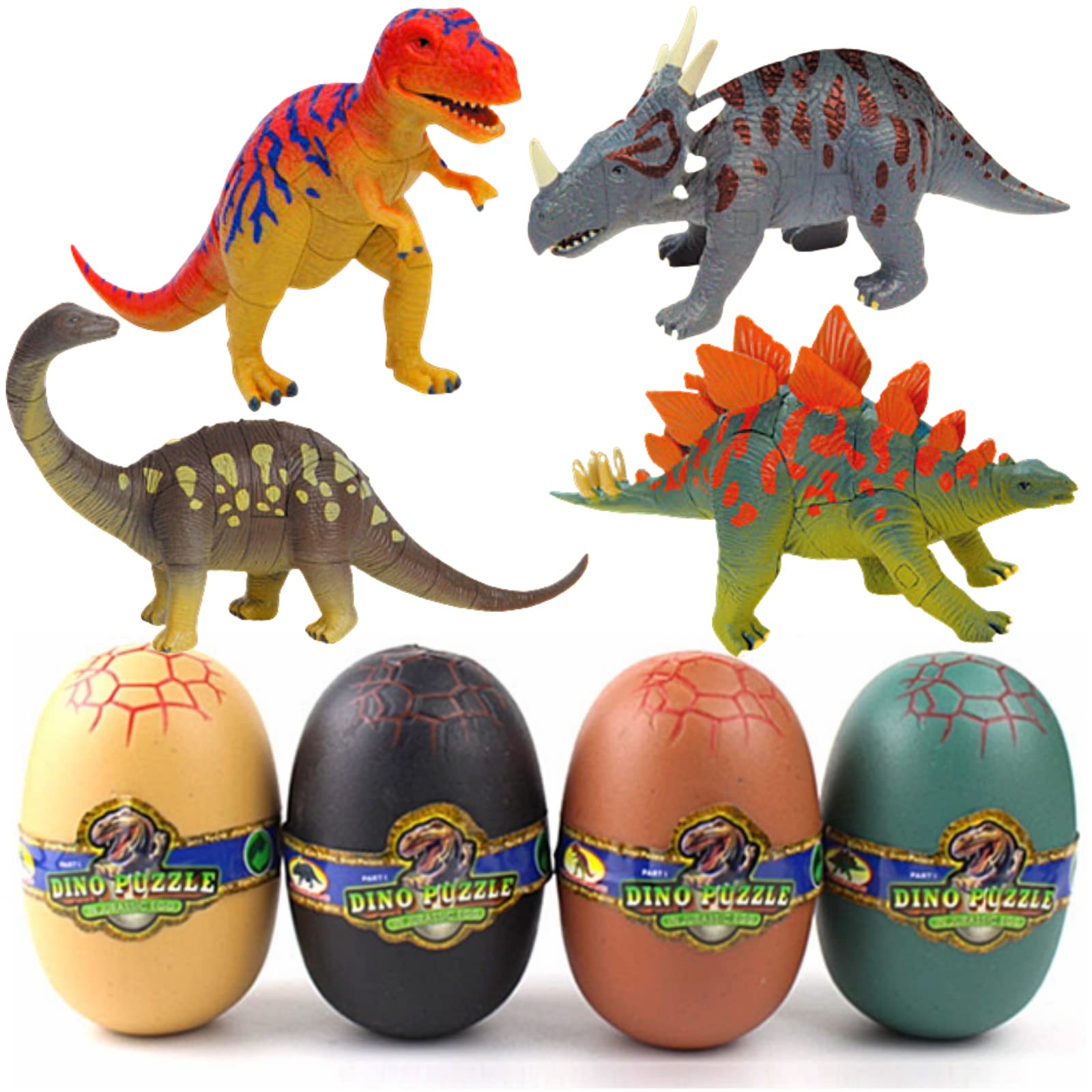 

heizi 4D Puzzle Saurus DX Dinosaur Egg Set of 4, Jurassic Excavation Egg 3D Puzzle, Assembly Figure Toy, 24 Figures in Total (Type A)